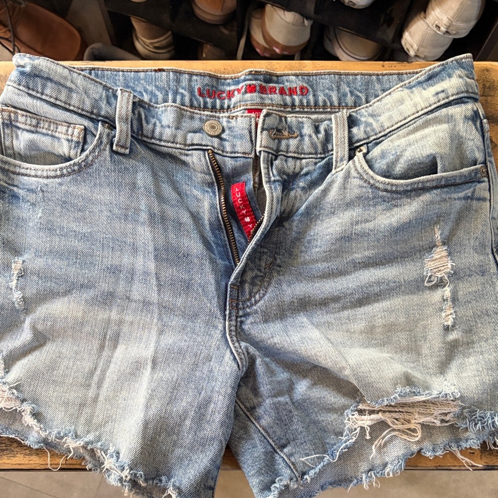 Lucky Brand Women's Distressed Light Blue Jean Shorts